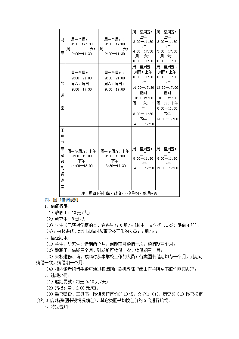 泰山医学院图书馆读者守则第2页