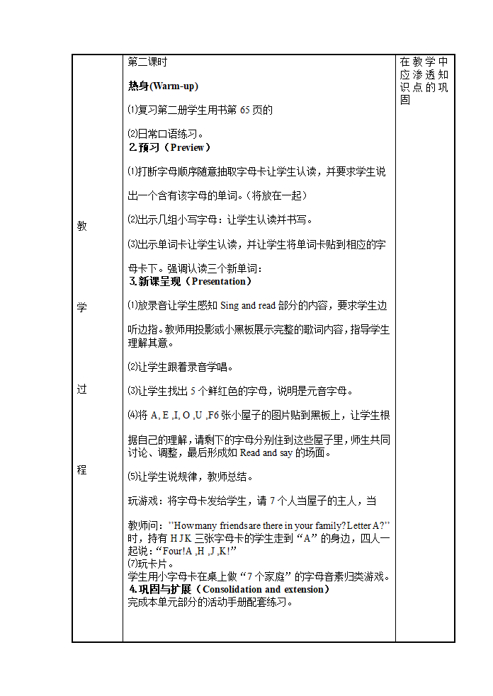 人教版(PEP)小学英语四年级下册教案.doc第41页