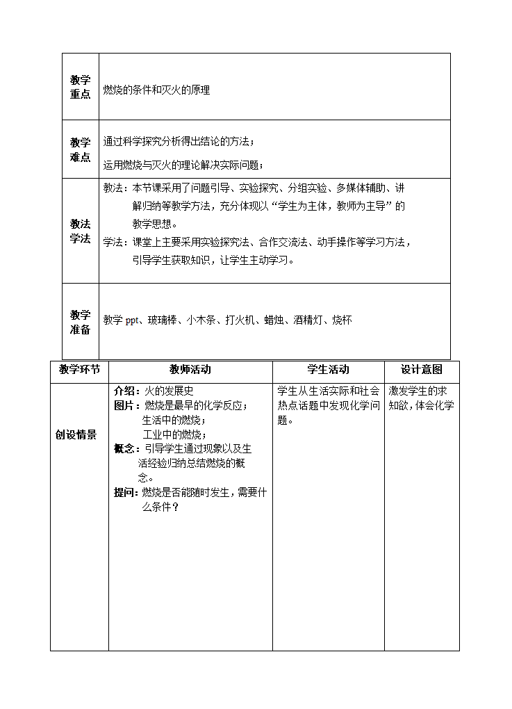 人教版九上化学 7.1燃烧和灭火 教案.doc第2页