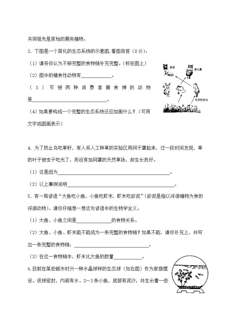 八年级下册生物期末考试题.docx第5页