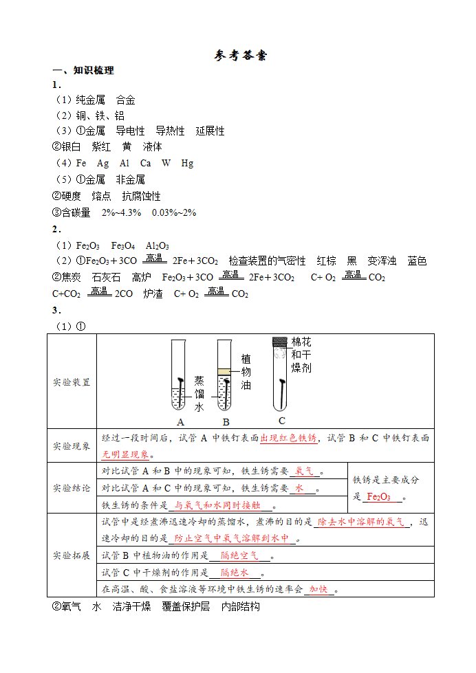 2021年中考化学三轮复习学案   金属和金属材料.doc第5页