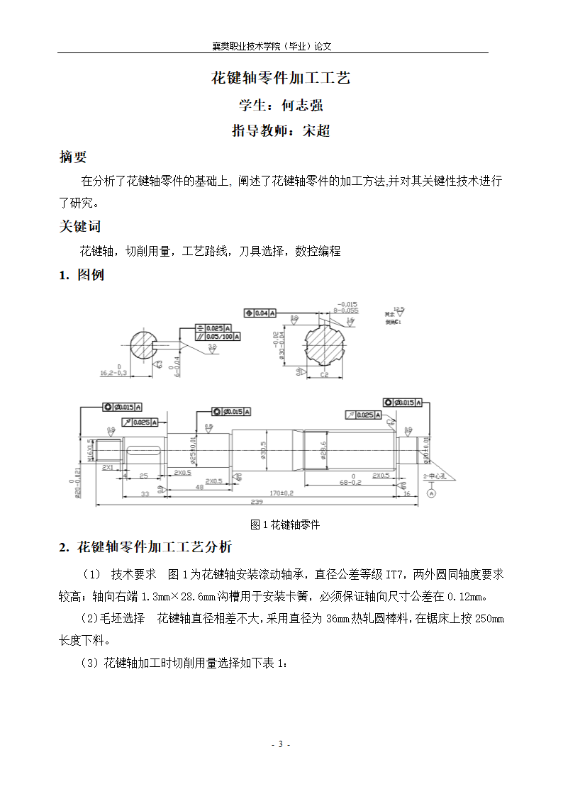 数控毕业论文 花键轴零件加工工艺.doc第4页