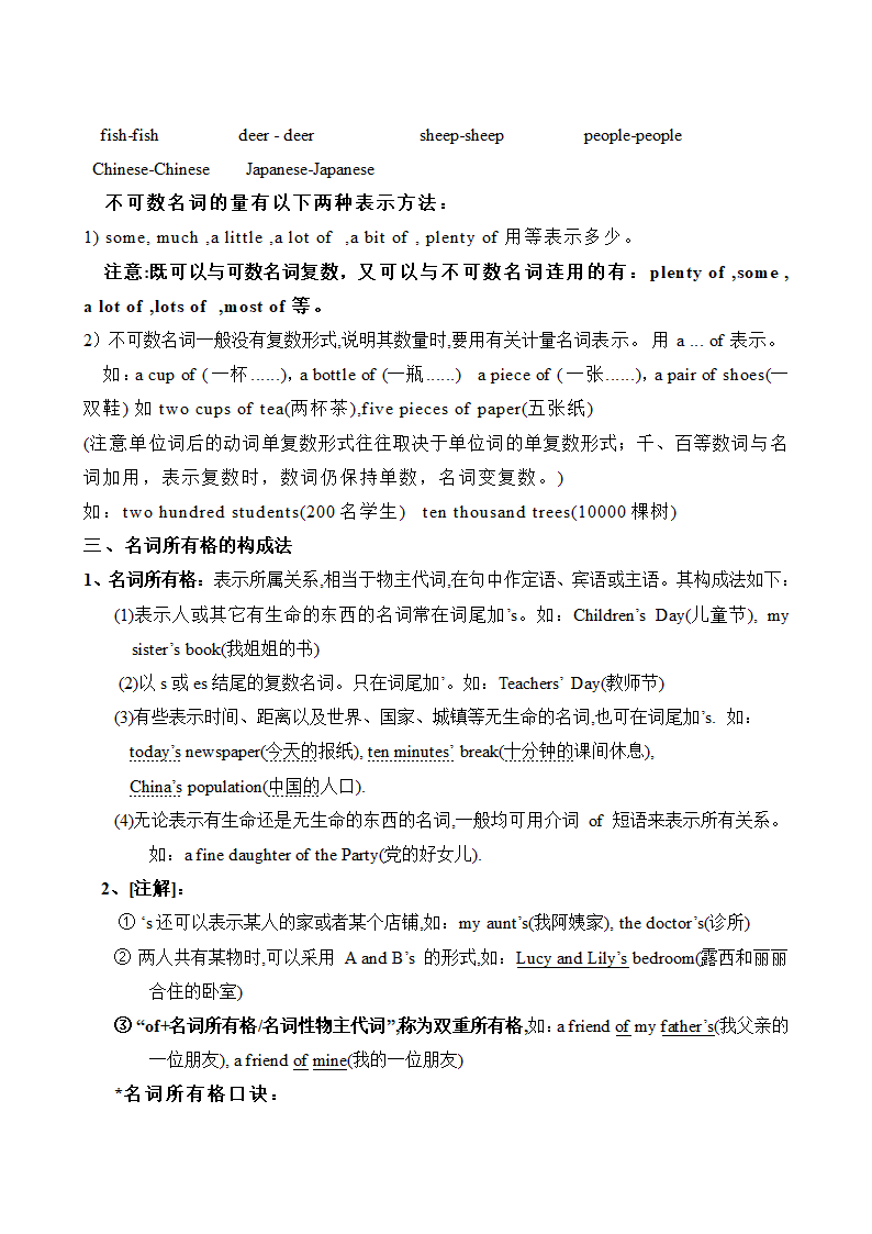 2022年中考英语复习-名词学案（无答案）.doc第2页