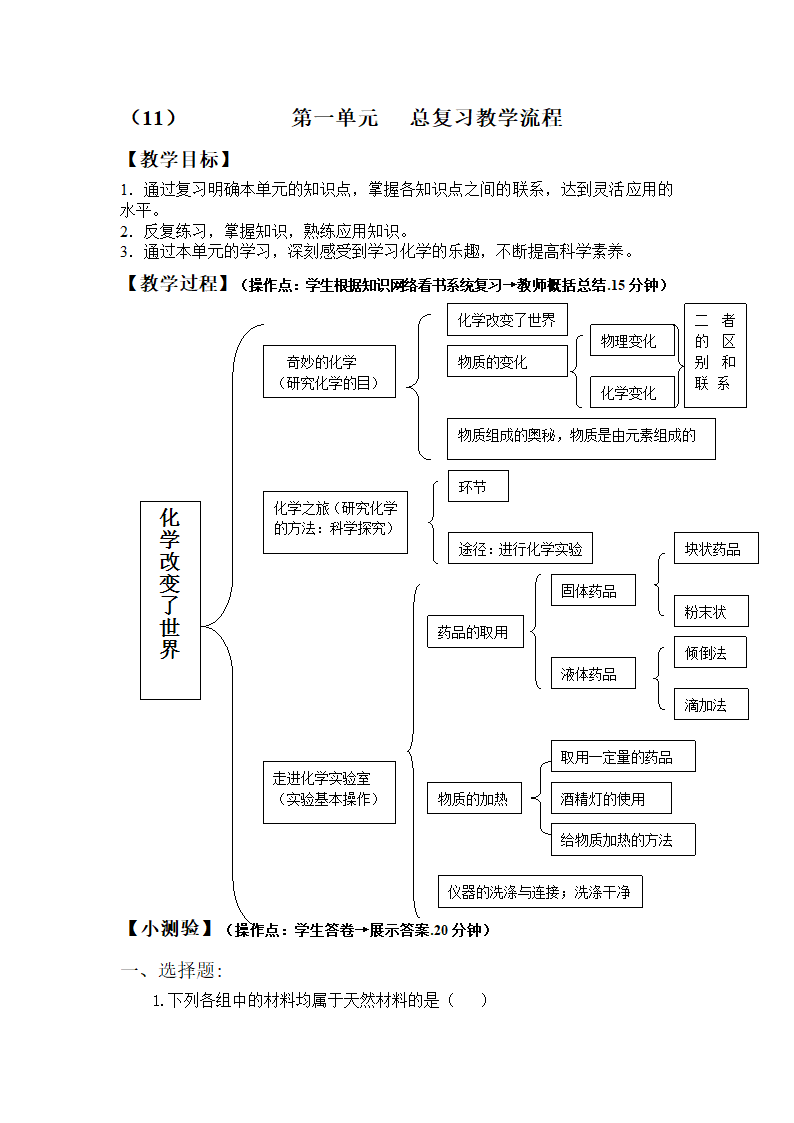 第一单元  化学改变了世界 总复习教学流程.doc第1页