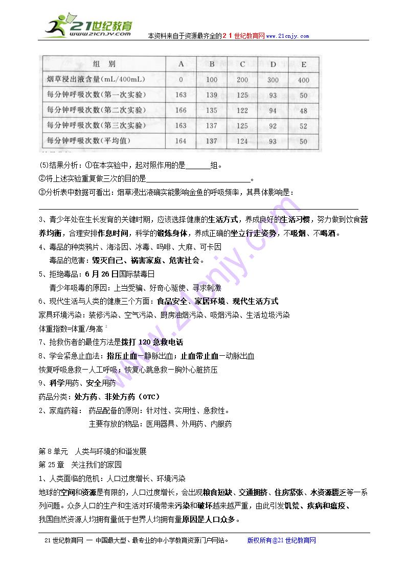 生物：八年级下册复习教案(苏科版八年级下).doc第4页