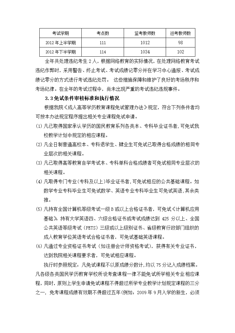 2012年度工作自检报告考试学籍管理中心第2页