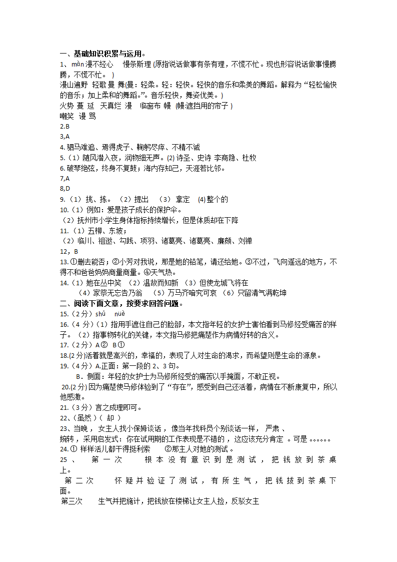 2013临川一中语文小升初模拟试题第5页