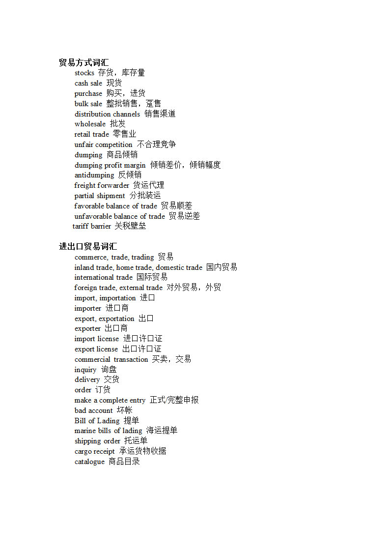 全国国际商务英语考试一级词汇第3页