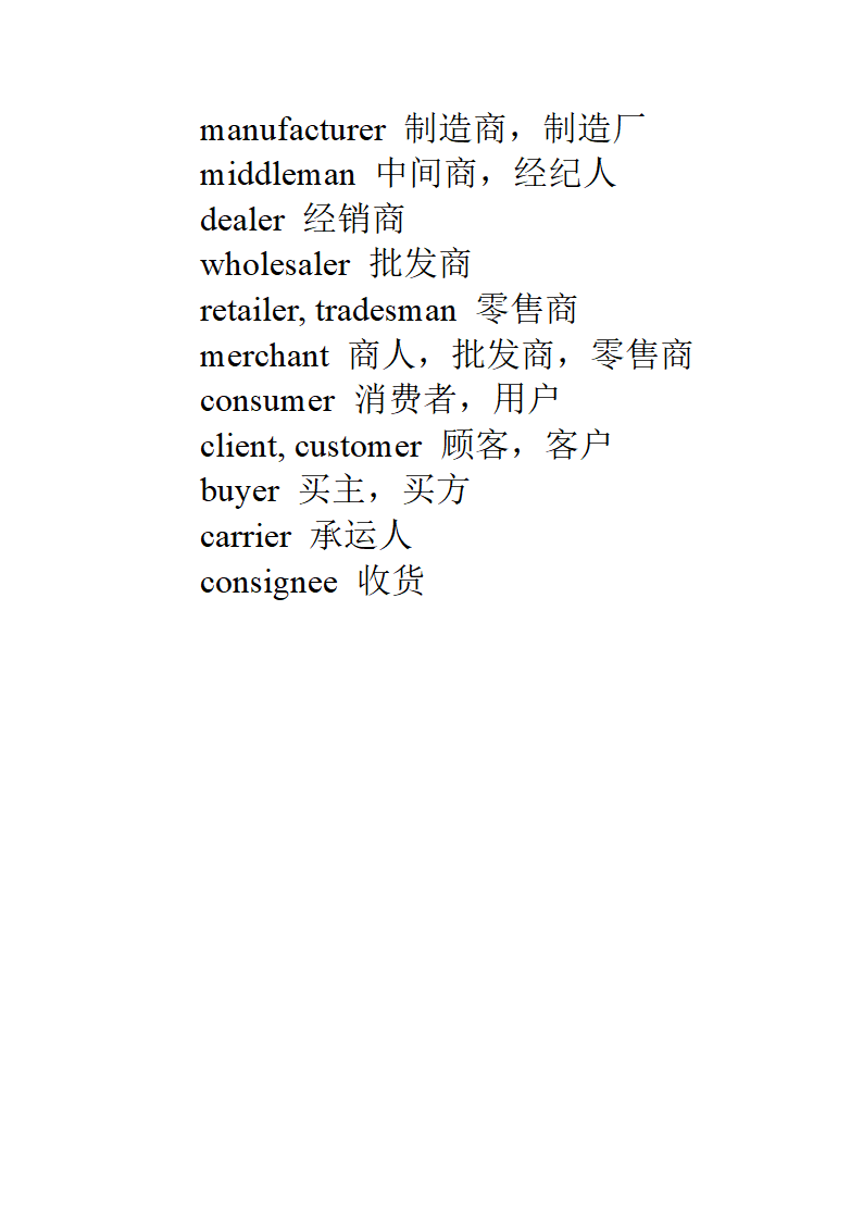 全国国际商务英语考试一级词汇第8页