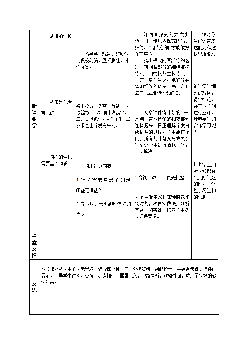 人教版七年级生物生物上册3.2.2 植株的生长 教案.doc第2页