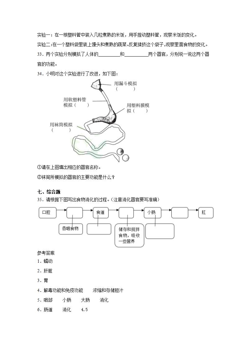 三年级科学上册18.食物的旅行（苏教版）同步练习含答案.doc第3页