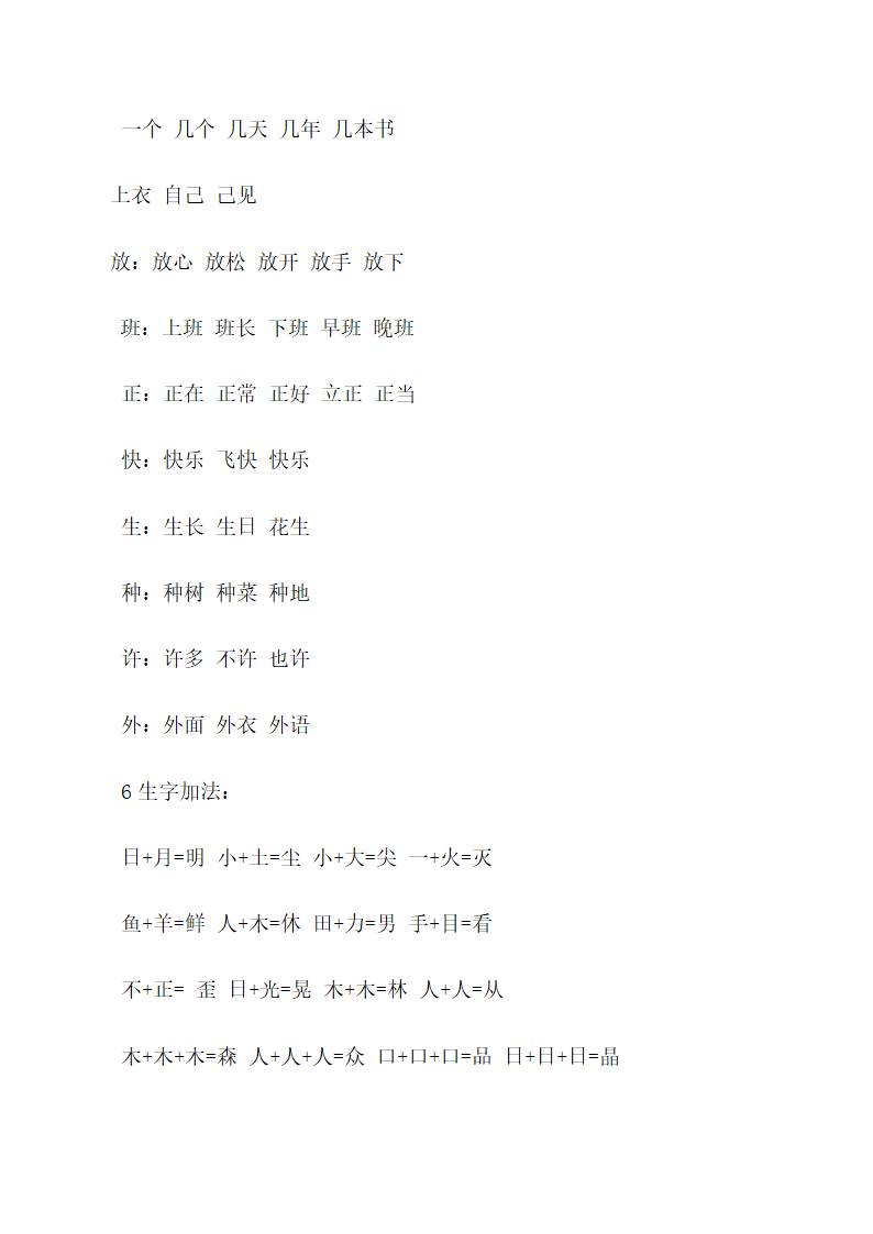 人教(部编版)一年级上册语文生字组词和造句.doc第19页