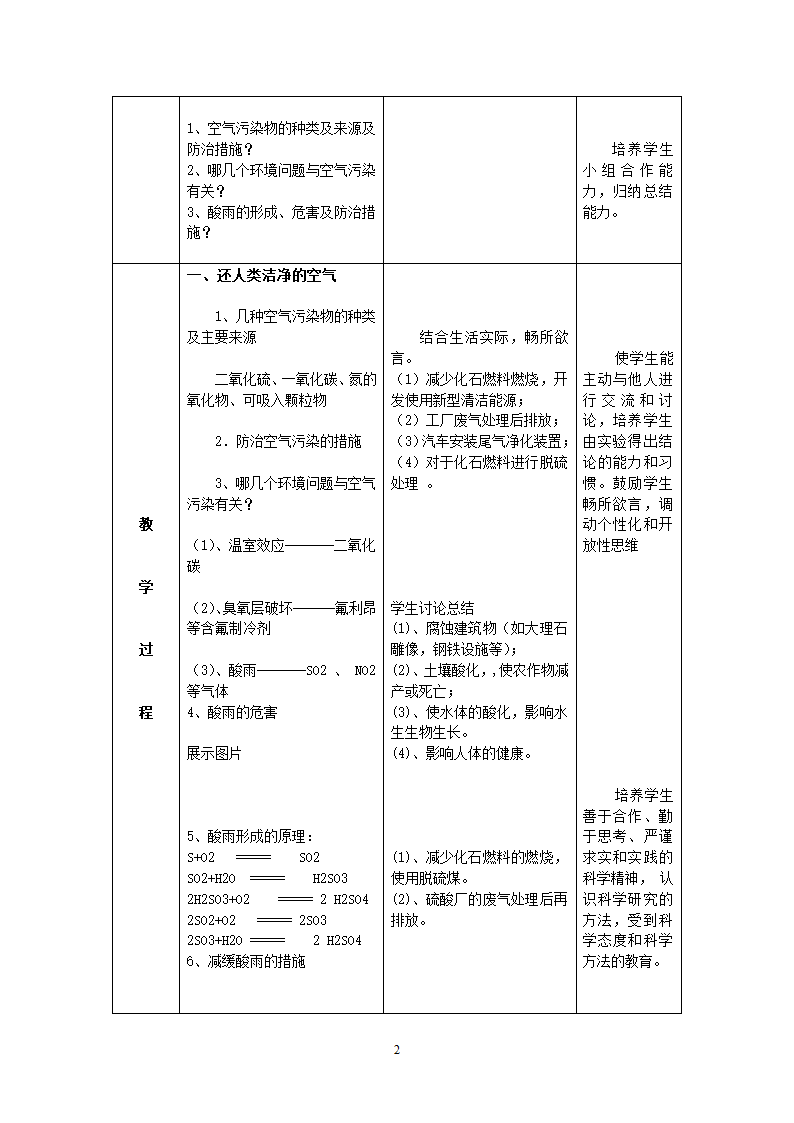 沪教版9下化学  9.3环境污染的防治  教案.doc第2页