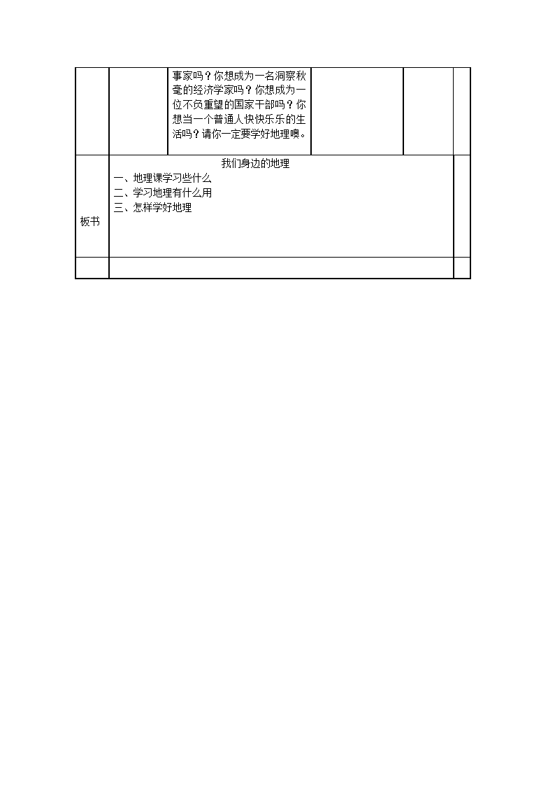 人教版地理七年级上册绪言　与同学们谈地理教案（表格式）.doc第5页