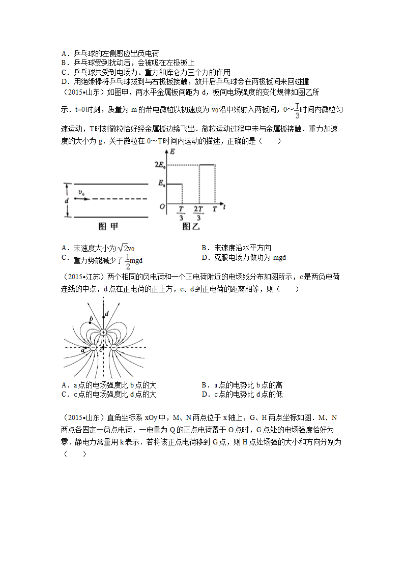 2015静电场高考真题汇编第2页