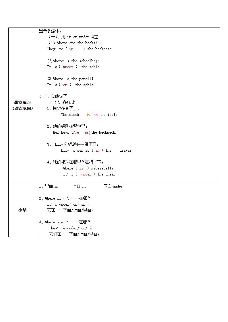 7年级上册英语人教版in、on、under的用法  教案.doc第2页