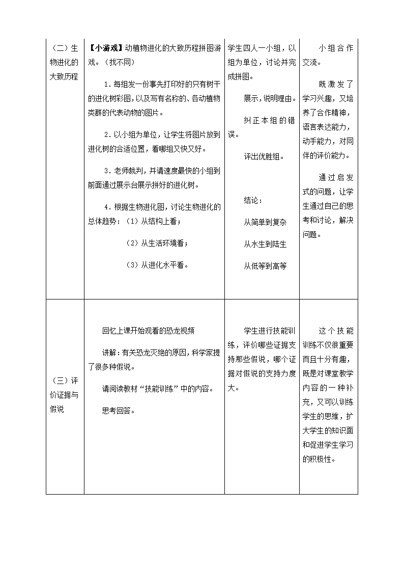 人教版生物八年级下册7.3.2生物进化的历程教案.doc第4页