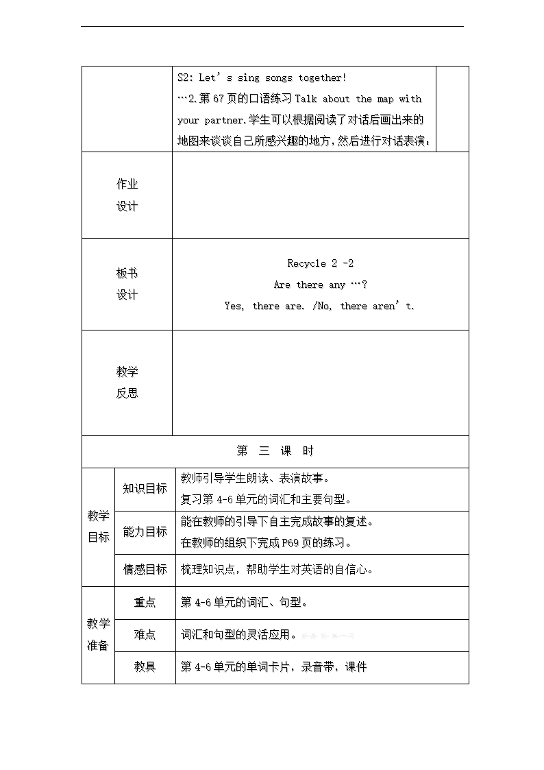 2014秋新版PEP五年级英语上册Recycle2教案表格式.doc第7页