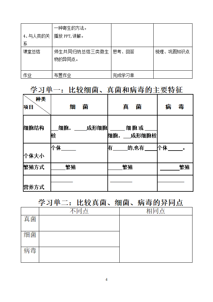 沪教版生物八年级第二册4.3微生物复习教案.doc第4页