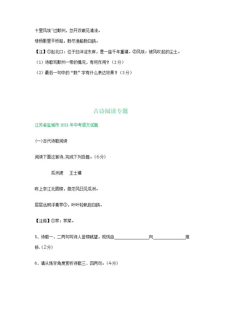 2021年中考语文解析版试卷精选汇编：古诗阅读专题（word版含答案）.doc第7页