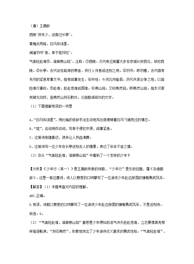 2021年中考语文解析版试卷精选汇编：古诗阅读专题（word版含答案）.doc第12页