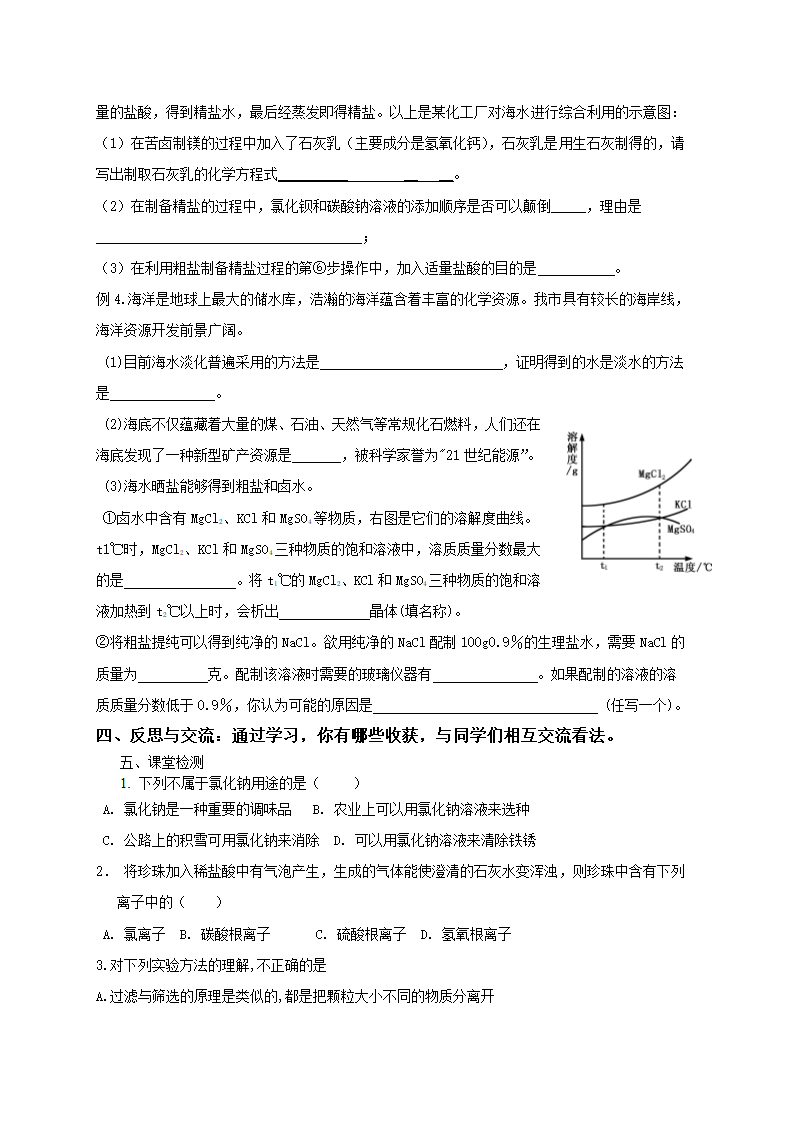 鲁教版九年级化学下册 第八单元 海水中的化学学案.doc第5页