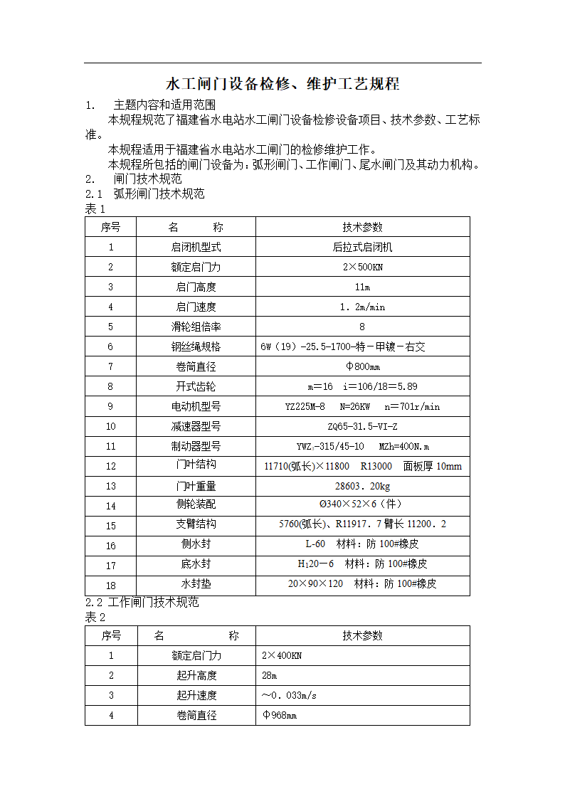 水工闸门设备检修维护工艺.doc第1页