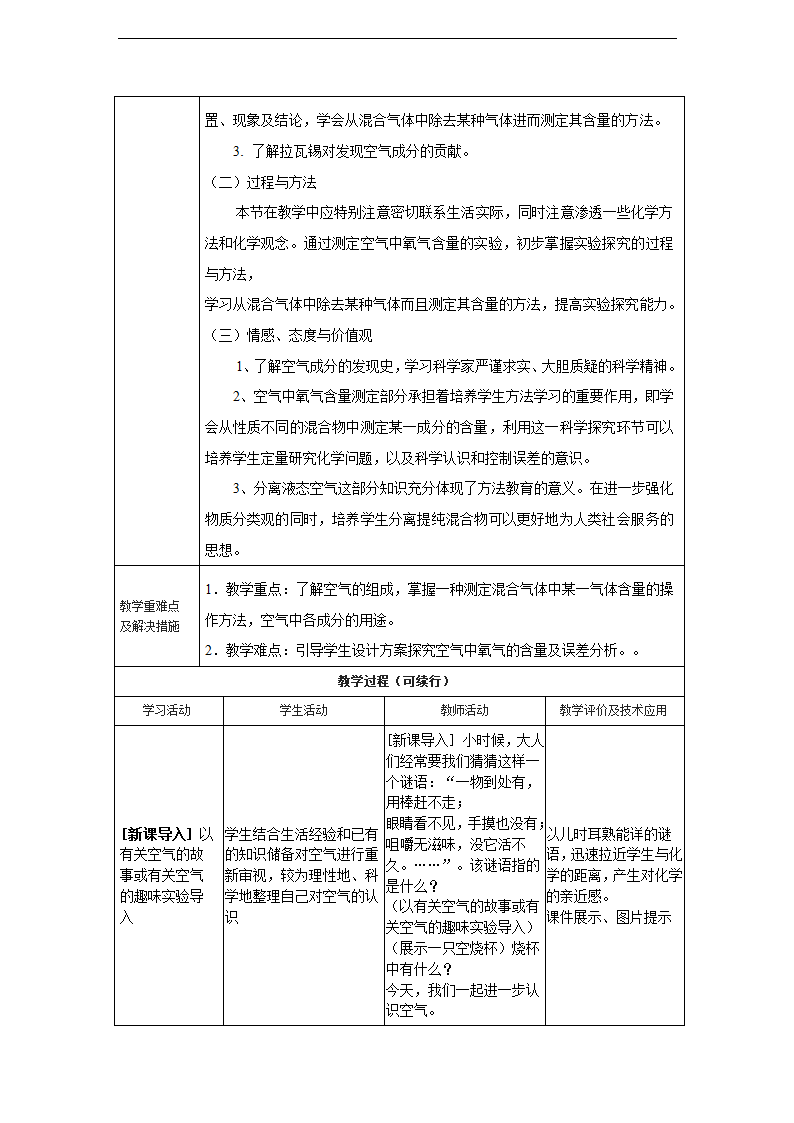 鲁教版初中化学九年级上册 空气的成分 教案.doc第2页