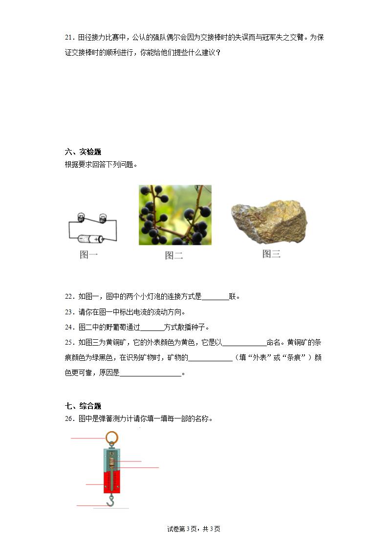 冀人版（2017）四年级科学上册期末复习测试卷（含答案）.doc第3页