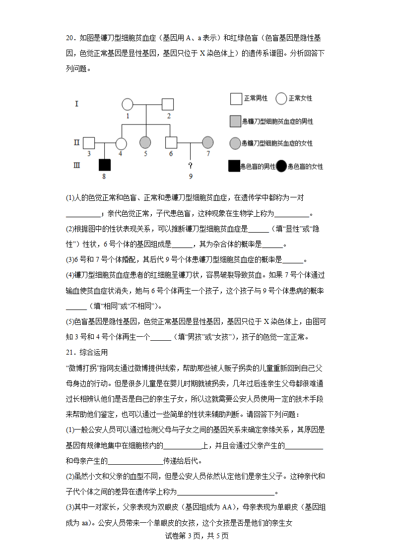 冀教版八年级生物下册6.2.2 变异 练习（含答案）.doc第3页