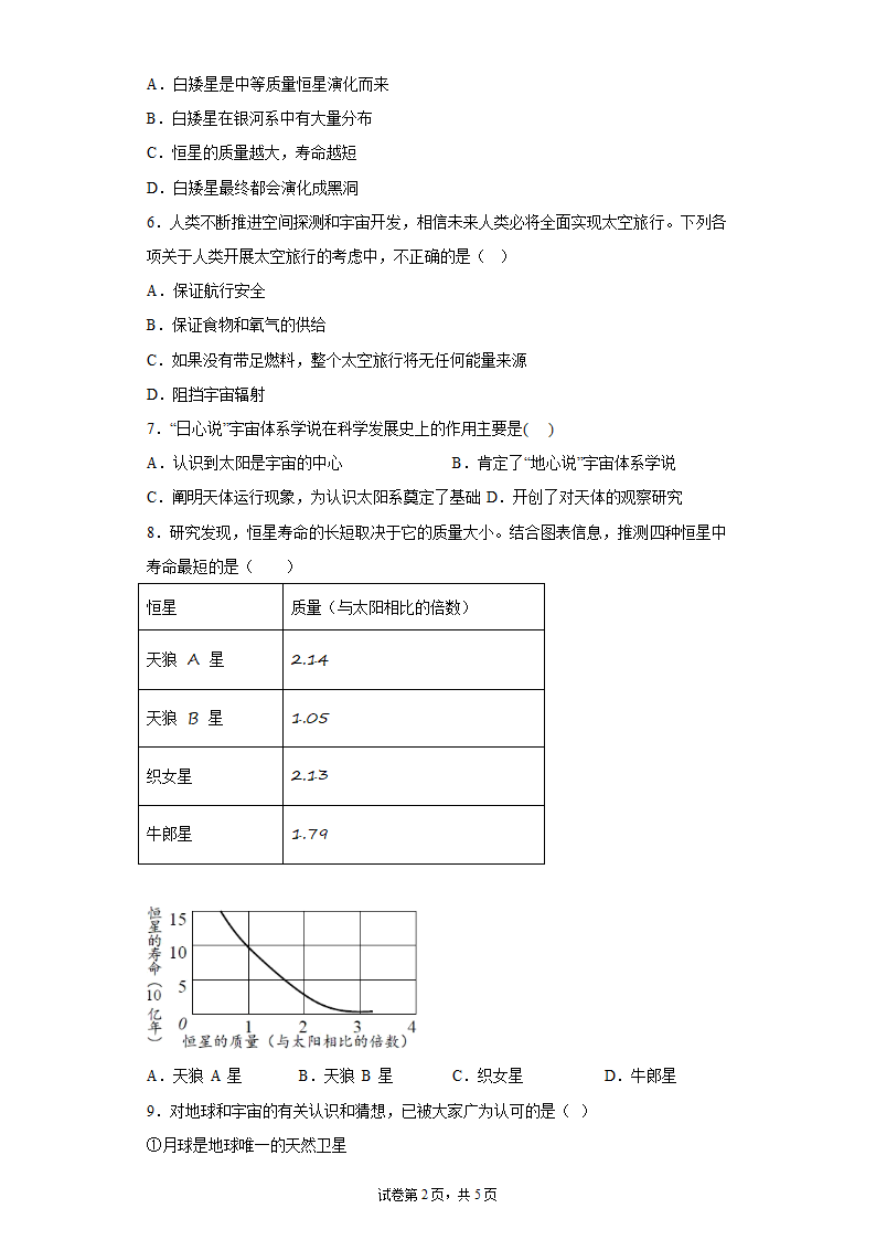 第一章 宇宙的起源与演化 复习训练（含答案）.doc第2页