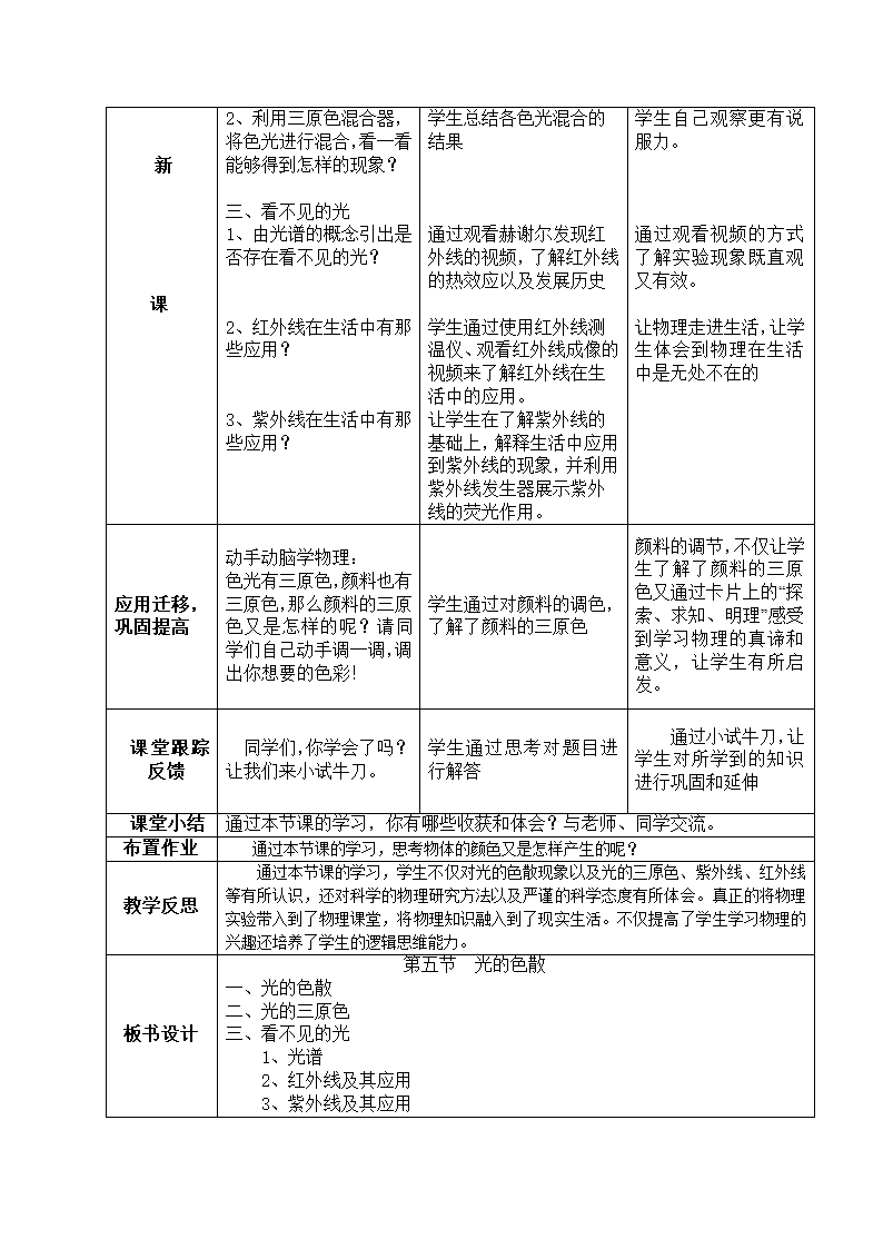 人教版八年级物理上册第4章第5节光的色散教案.doc第2页