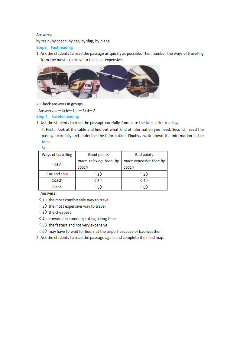 Module 4 Planes, ships and trains Unit 2 What is the best way to travel教案.doc第2页