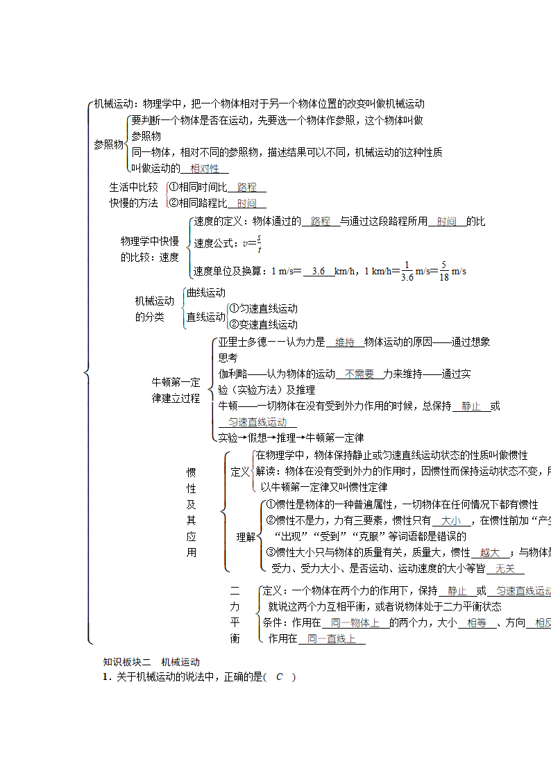 粤沪版八年级物理下册第七章运动和力复习导学案.doc第3页