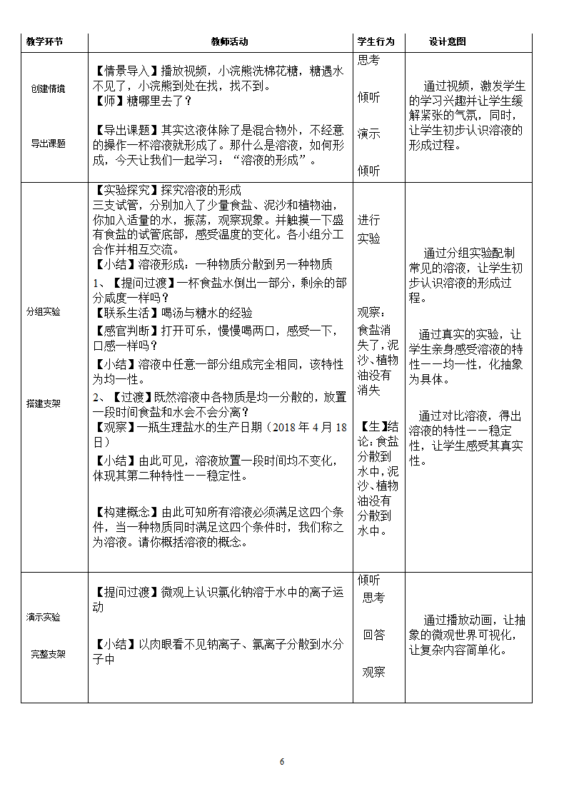 鲁教版九年级化学上册 3.1  溶液的形成(1) 教案.doc第6页