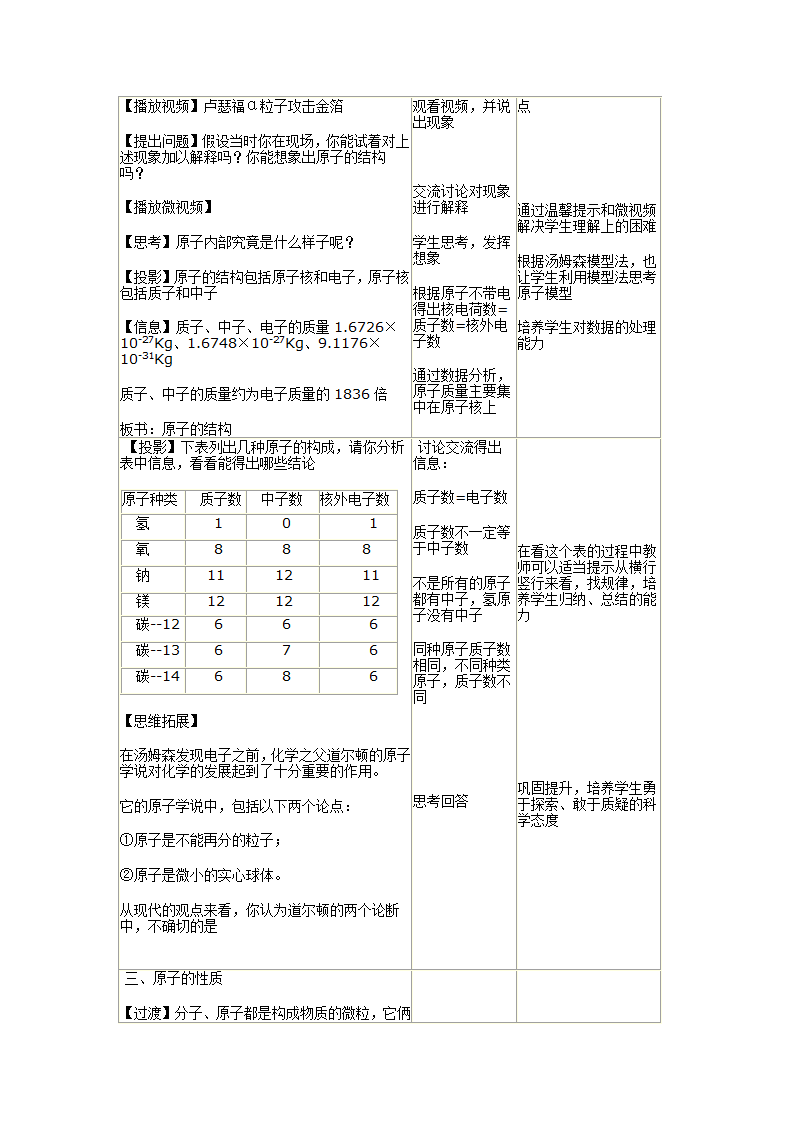 鲁教版（五四制）八年级化学 3.1原子的构成  教案.doc第2页