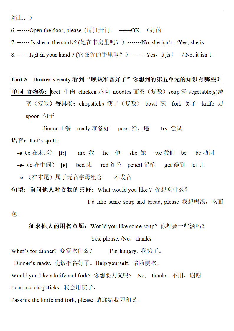 人教版(PEP)小学英语四年级上册复习知识归纳.doc第8页