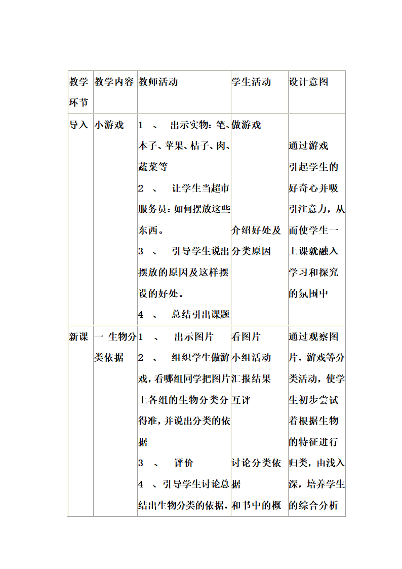 北师大版生物八年级下册 7.22.1 生物的分类 教案.doc第4页