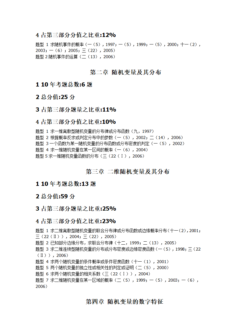 考研数学十年考点分值分布第8页