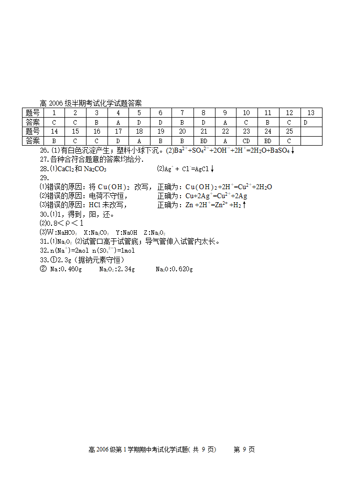 高中一年级期中化学试题[上学期].doc第9页