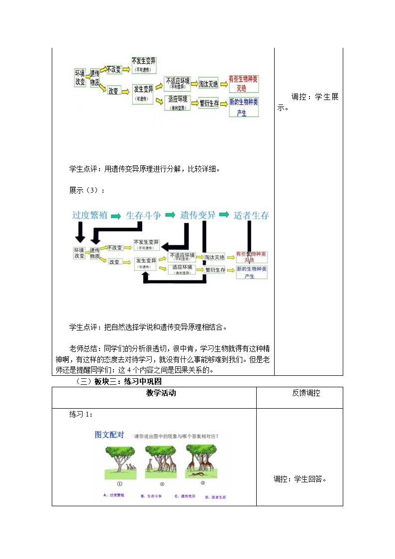 人教版生物八年级下册7.3.3 生物进化的原因 教学设计.doc第3页