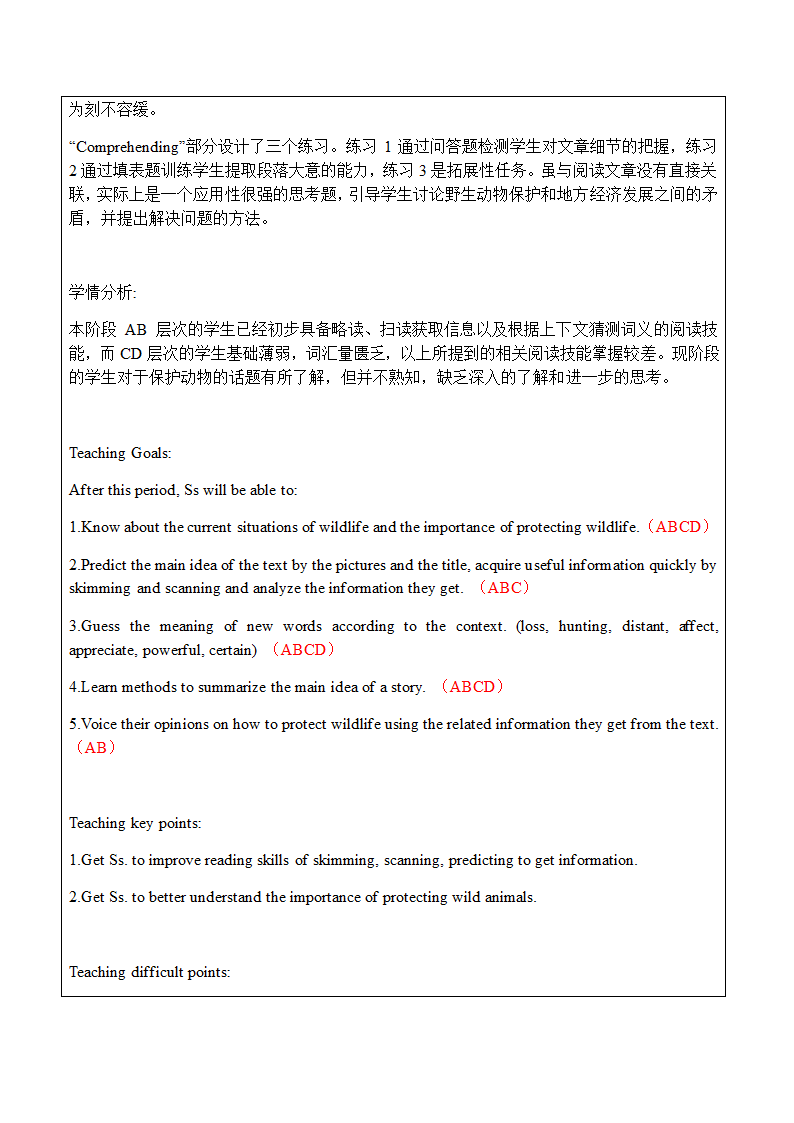 高中英语人教版必修二Unit4 Unit 4 Wildlife Protection Reading教案.doc第2页