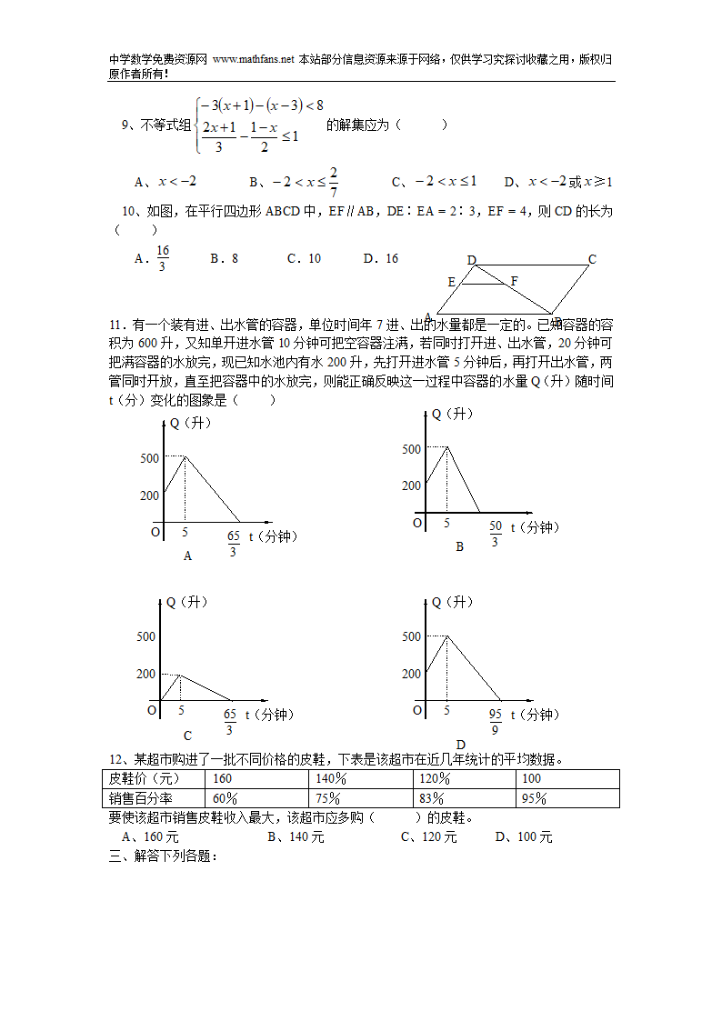 2005年湖北黄冈中考数学试题第2页