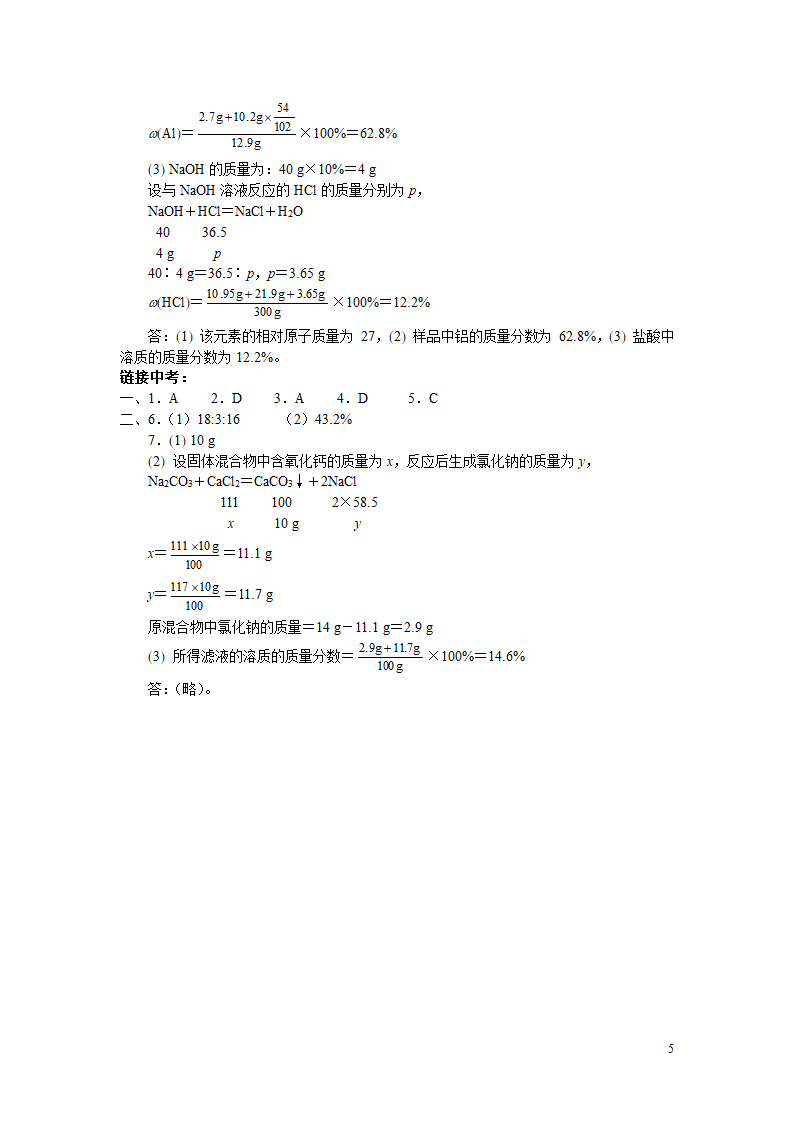 初中化学总复习-化学计算[下学期].doc第5页