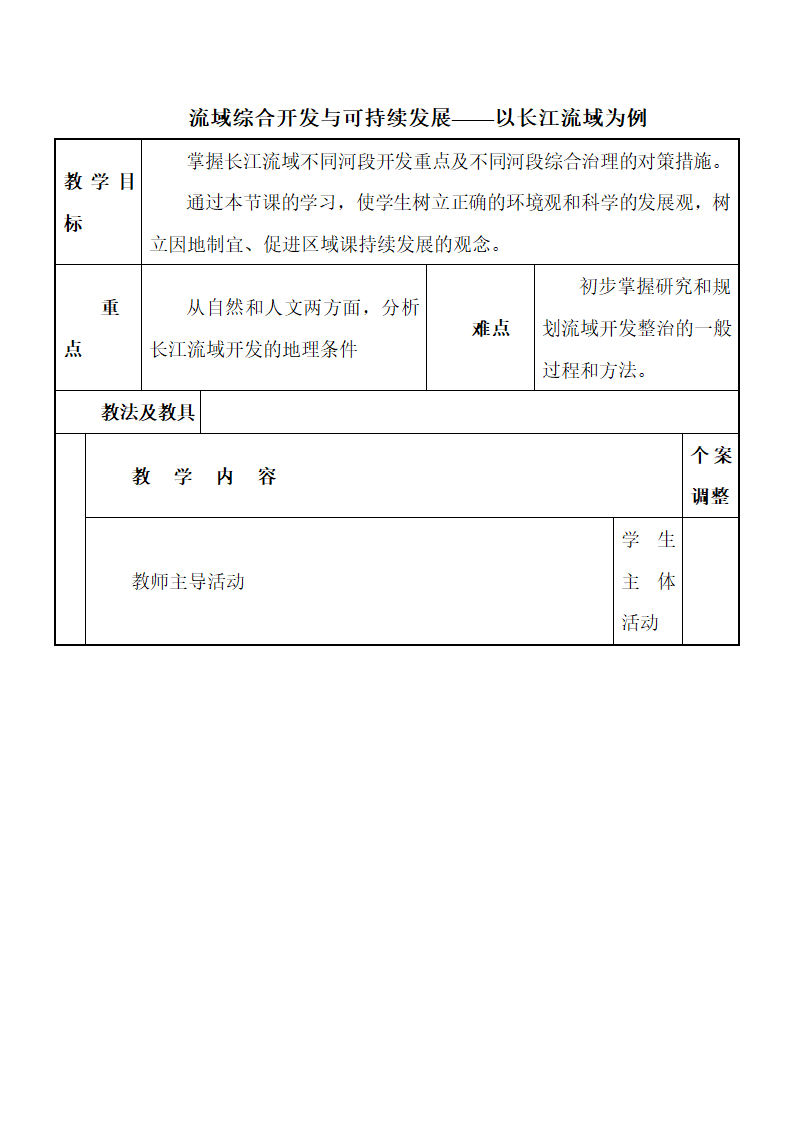 《流域综合开发与可持续发展——以长江流域为例》参考教案（第2课时）.doc.doc