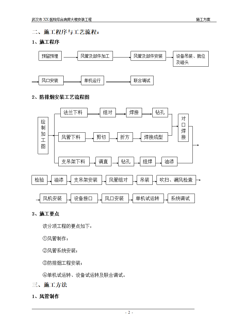 武汉某医院综合病房楼通风防排烟施工方案.doc第2页