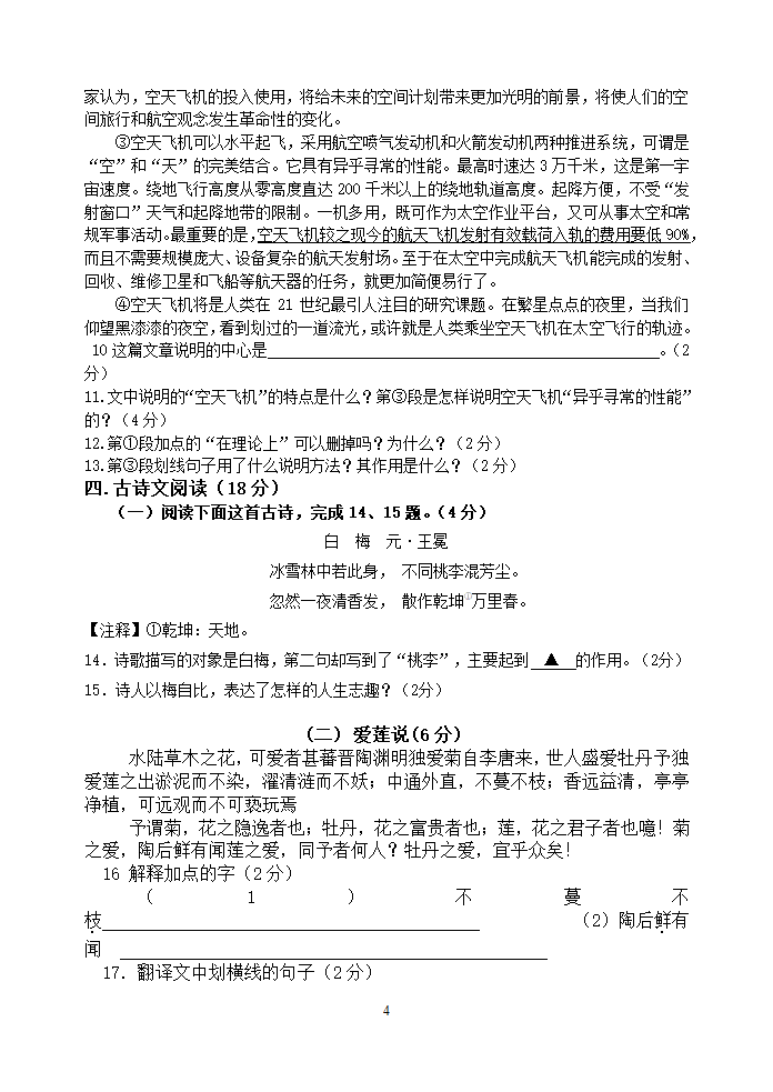 浙江省嘉善县新世纪学校第一学期八年级语文期中检测题.doc第4页