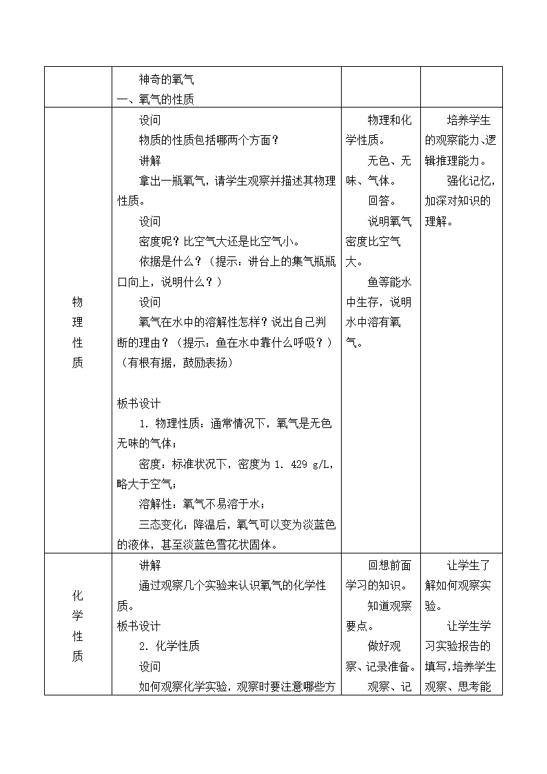 沪教版（上海）化学九年级上册 2.2 神奇的氧气 教案.doc第2页