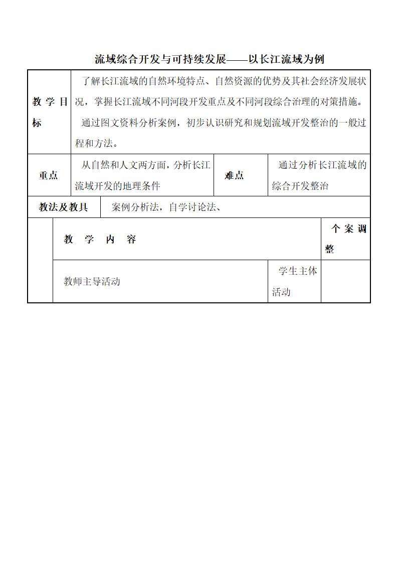 《流域综合开发与可持续发展——以长江流域为例》参考教案（第1课时）.doc.doc