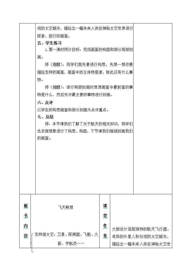 第7课 飞天畅想 教案 湘美版 美术五年级下册(表格式).doc第4页